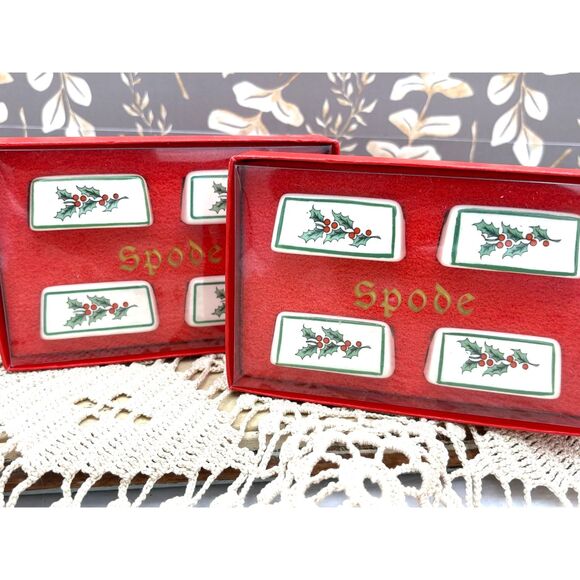 Set of 8 Vintage SPODE Christmas Place Card Holders NIB 1978 - Picture 1 of 7